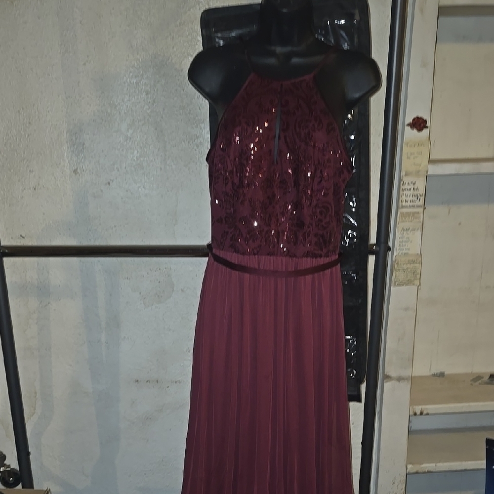 Elegant Burgundy Sequin Dress